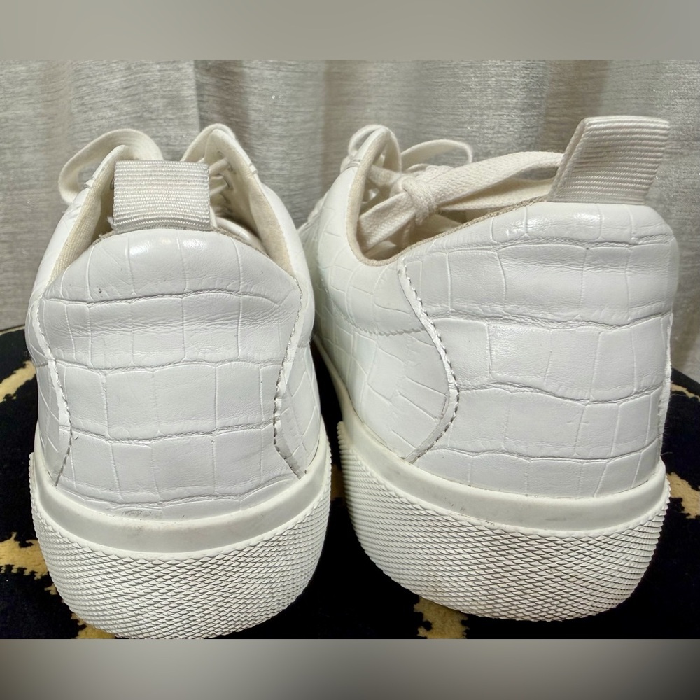 ZARA White Croc-Embossed Low Top Sneakers Women’s Size 40 (US 9.5) Faux Leather - Picture 6 of 7